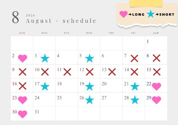 🍉8月出勤予定一覧🌻