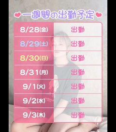 今週の予定表　8/28-9/3